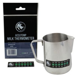 Rhino Milk Coffee Thermometer Sticker - Accutemp Adhesive Thermometer for Milk, Coffee